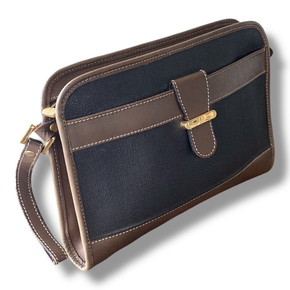 DUNHILL Messenger Clutch Bag Herringbone Leather Authentic Pre-Owned 10”… - Picture 1 of 10